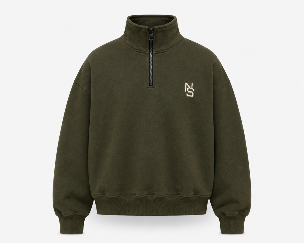 NVRSAME OLIVE HALF-ZIP