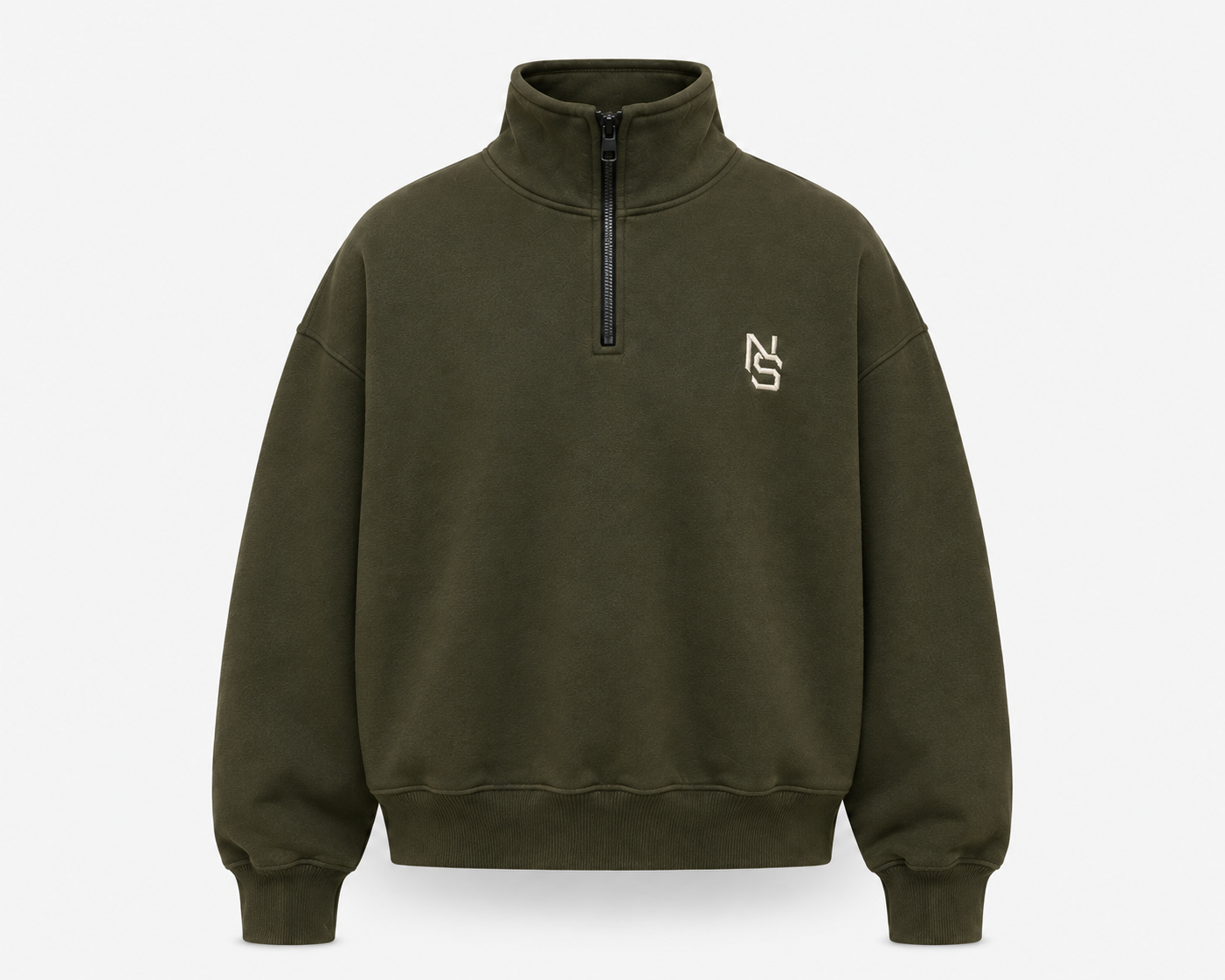 NVRSAME OLIVE HALF-ZIP