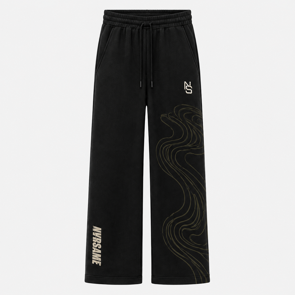 NVRSAME OLIVE SHIFT BLACK WIDE-LEG PANTS