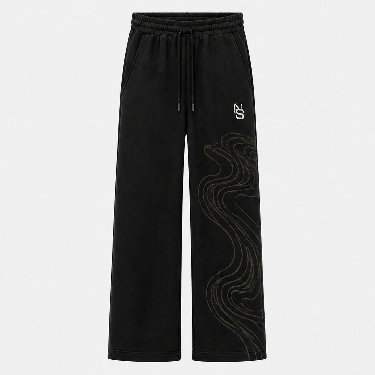 NVRSAME OLIVE MOTION — WIDE-LEG PANTS (BLACK)