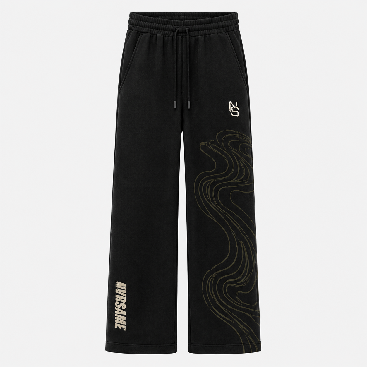NVRSAME OLIVE SHIFT BLACK WIDE-LEG PANTS