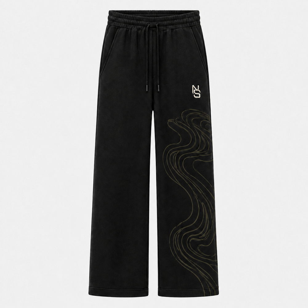 Olive Motion Wide-Leg Pants in Schwarz