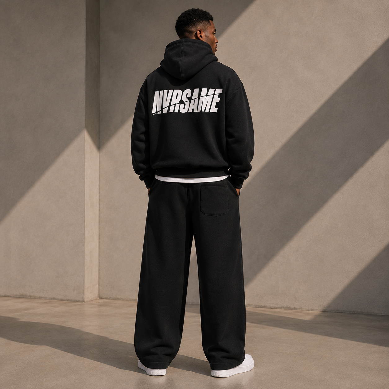 NVRSAME CORE BLACK WIDE-LEG PANTS