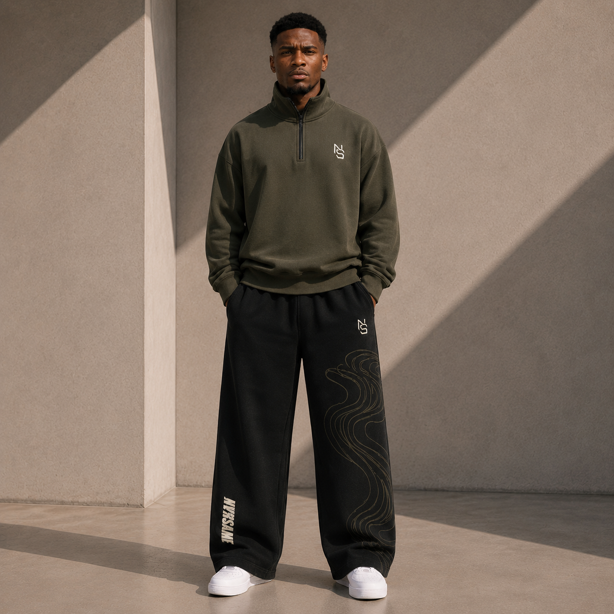 NVRSAME OLIVE MOTION HEAVYWEIGHT SET